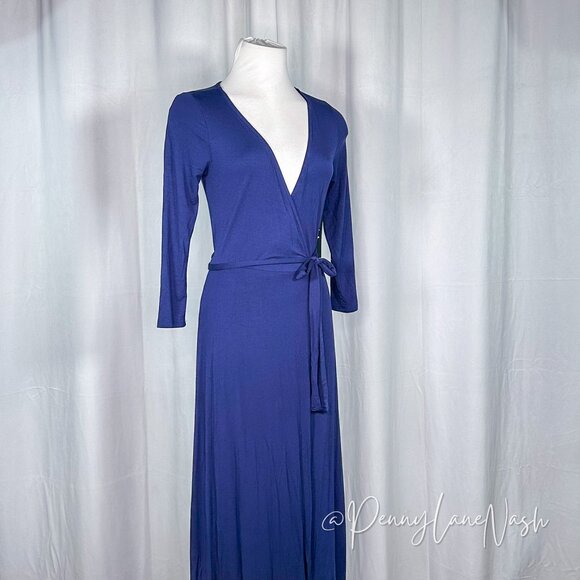 NWT Lulu's Garden District Navy Blue Wrap Maxi Dress Size Small - Picture 12 of 13